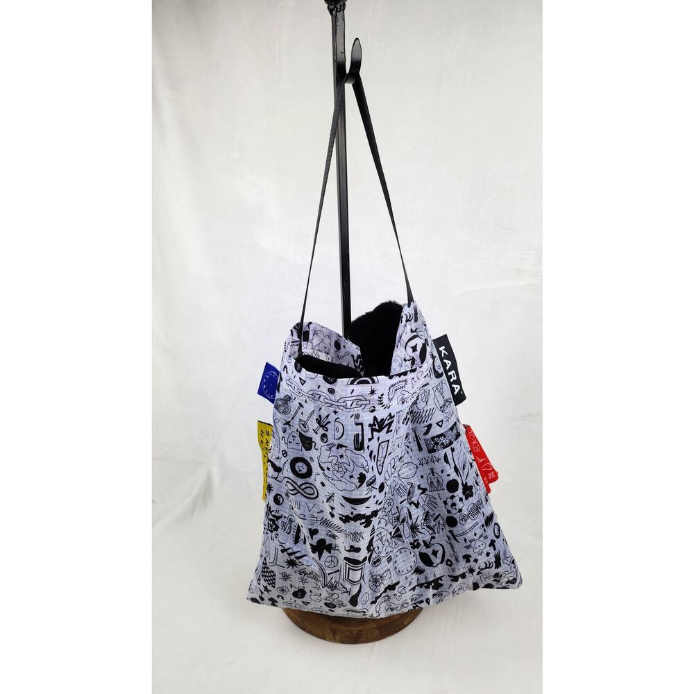 KARA Black Genuine Lamb Fur & Suede Mini Shopper or Japanese Knot Bag RARE HTF - Picture 12 of 12